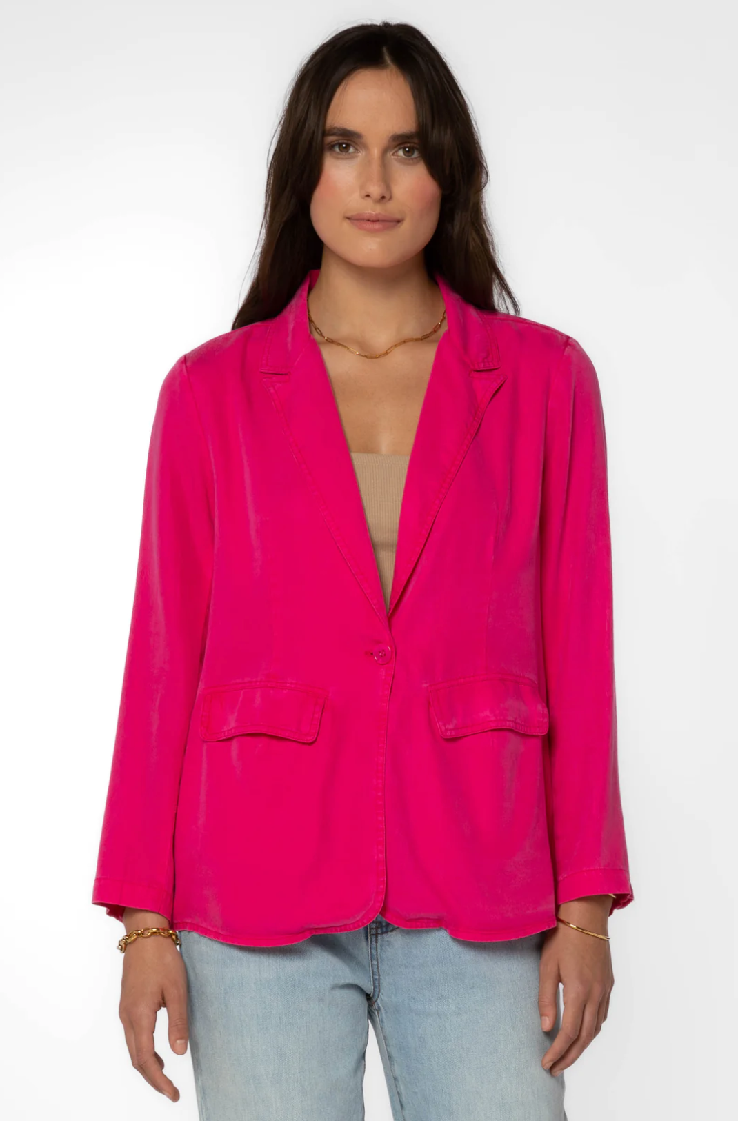 patty tencel blazer in pink, front view