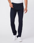 waist down front view of the lennox skinny fit jean from paige in inkwell dark blue