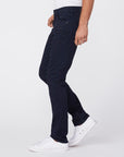 waist down side view of the lennox skinny fit jean from paige in inkwell dark blue