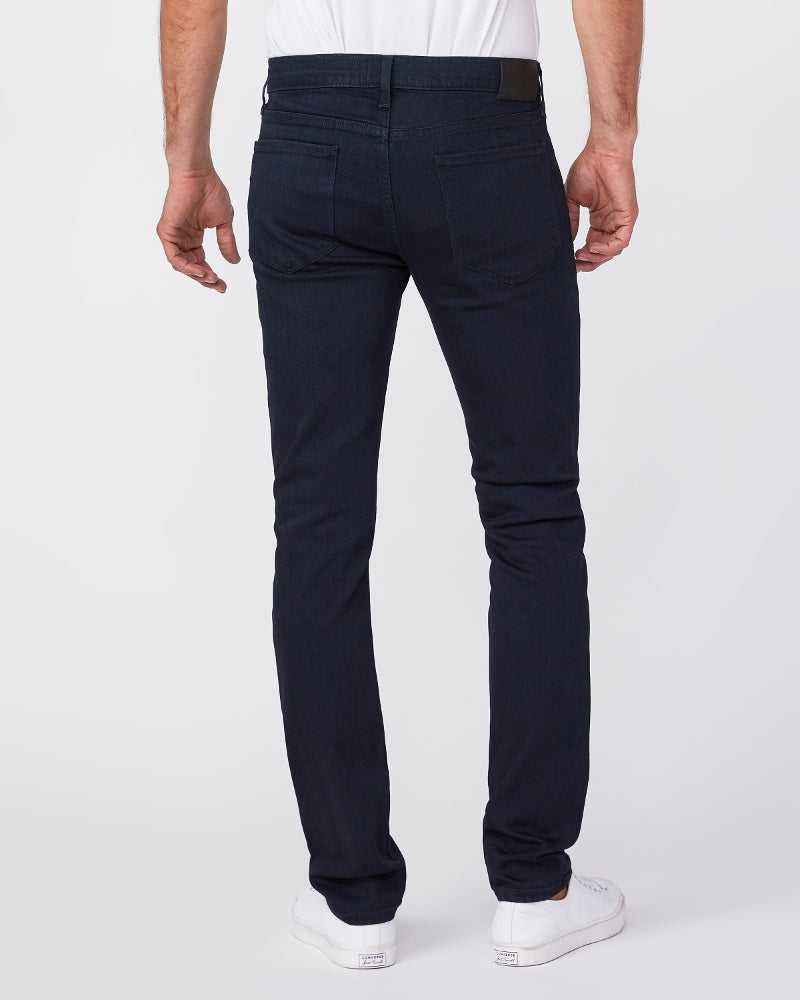 waist down rear view of the lennox skinny fit jean from paige in inkwell dark blue