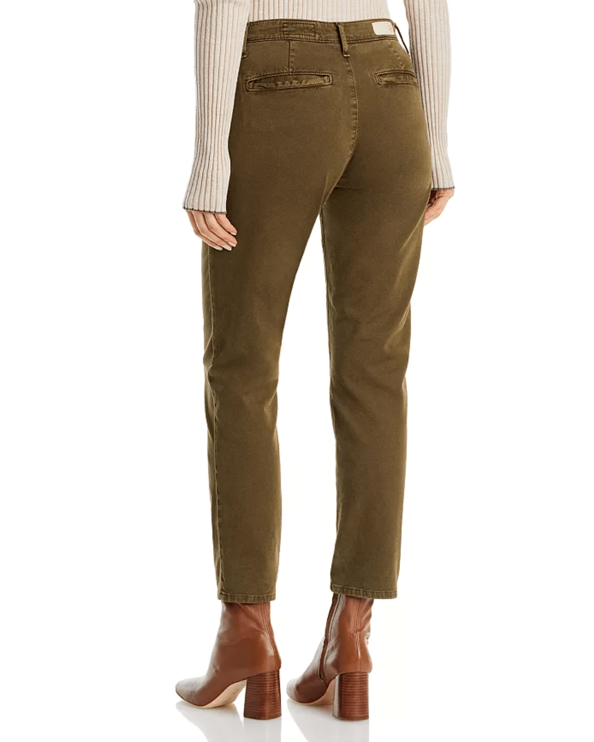 AG jeans caden tailored trouser in shady moss, rear view