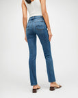 7 for all mankind kimmie mid rise straight light blue back